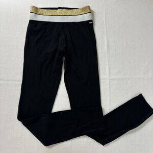 Victorias  Secret Pink Active Leggings Athletic Black Gold Glitter medium